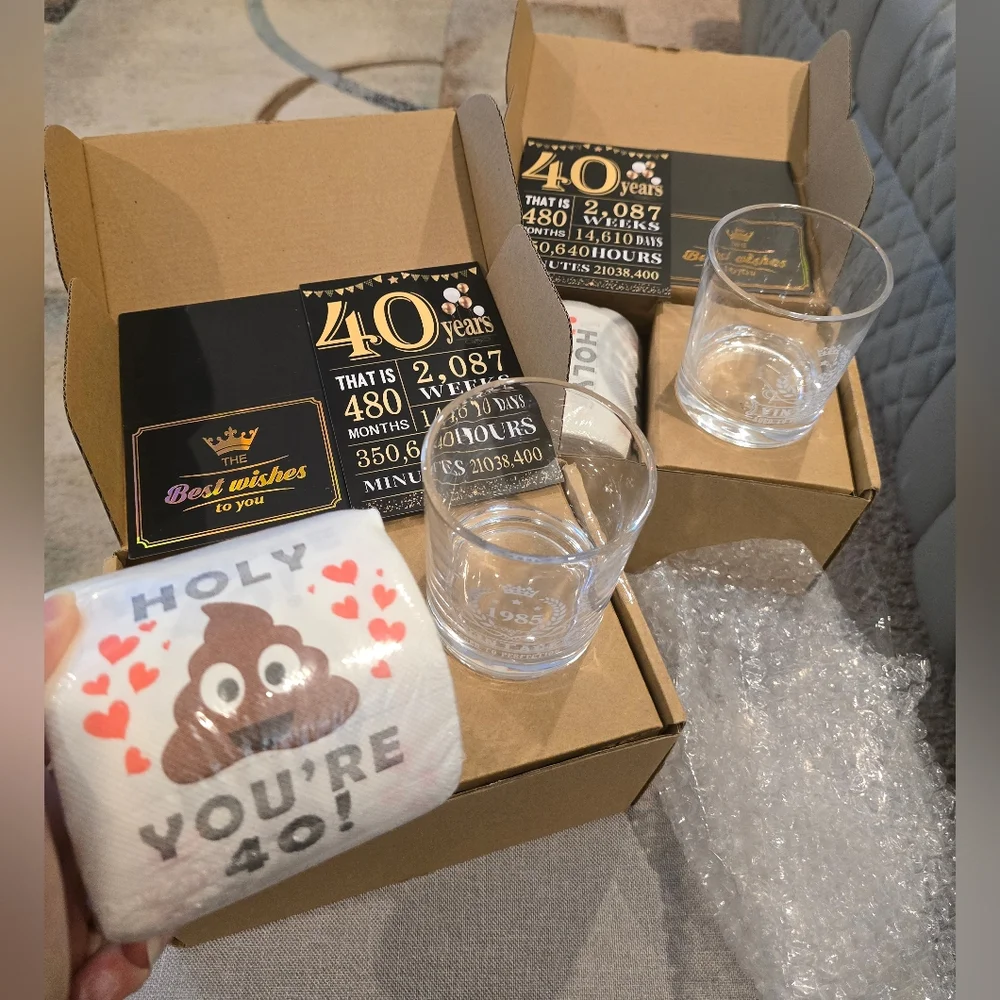 40th Bday Holy $hit Vintage 1985 Whiskey Glass Set, 2 Available, Price Is For 1